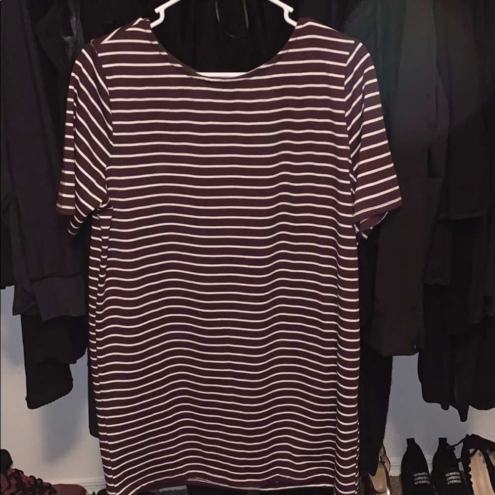 Purple strip shift dress